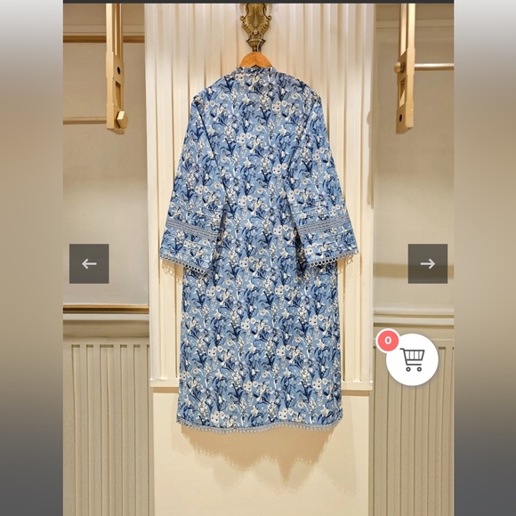 AGHA NOOR Floral Blue Dress - Picture 2 of 15